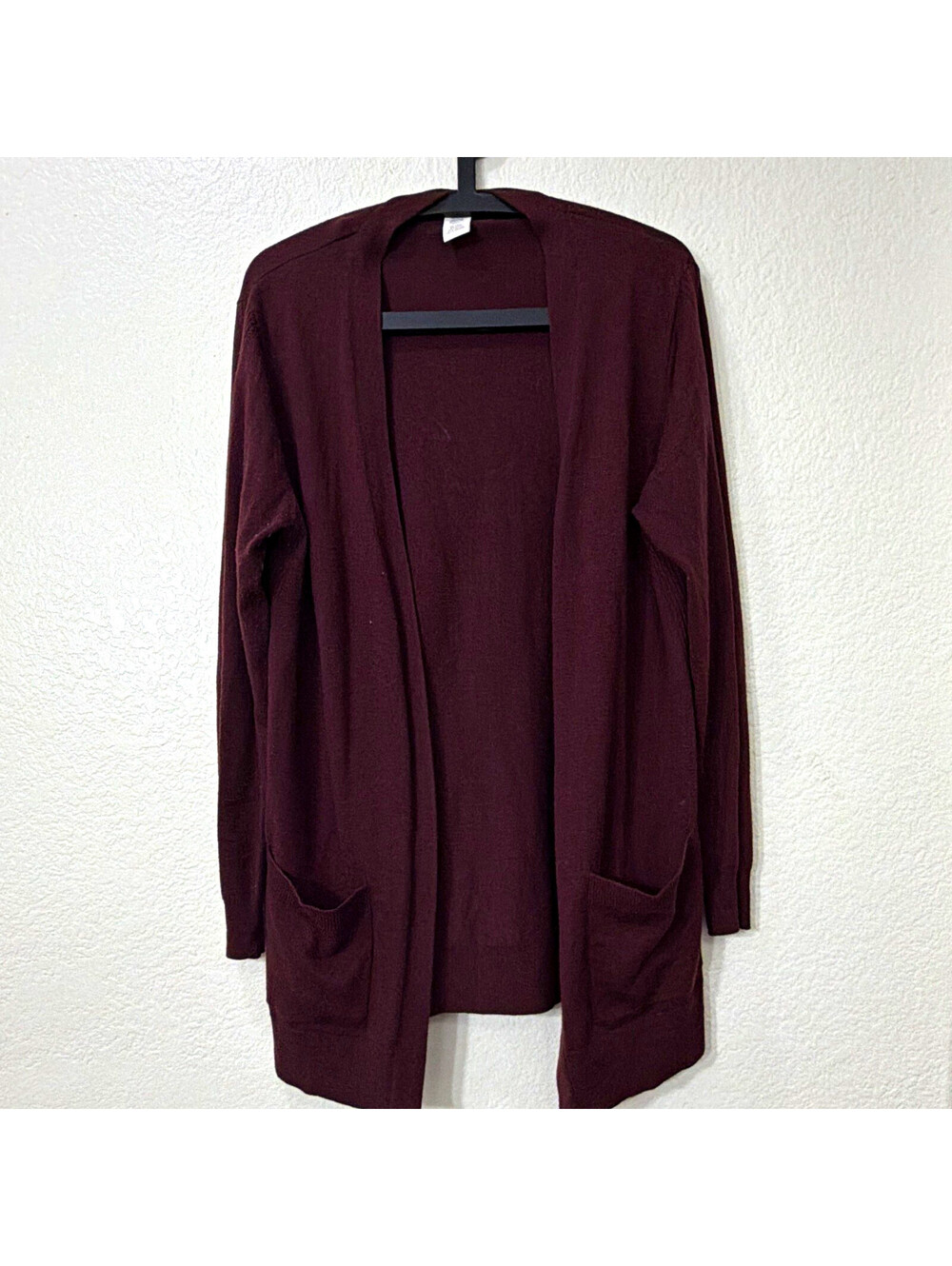 Matty M Women’s Burgundy Solid Knit Open Front Long Sleeve Cardigan Sweater L